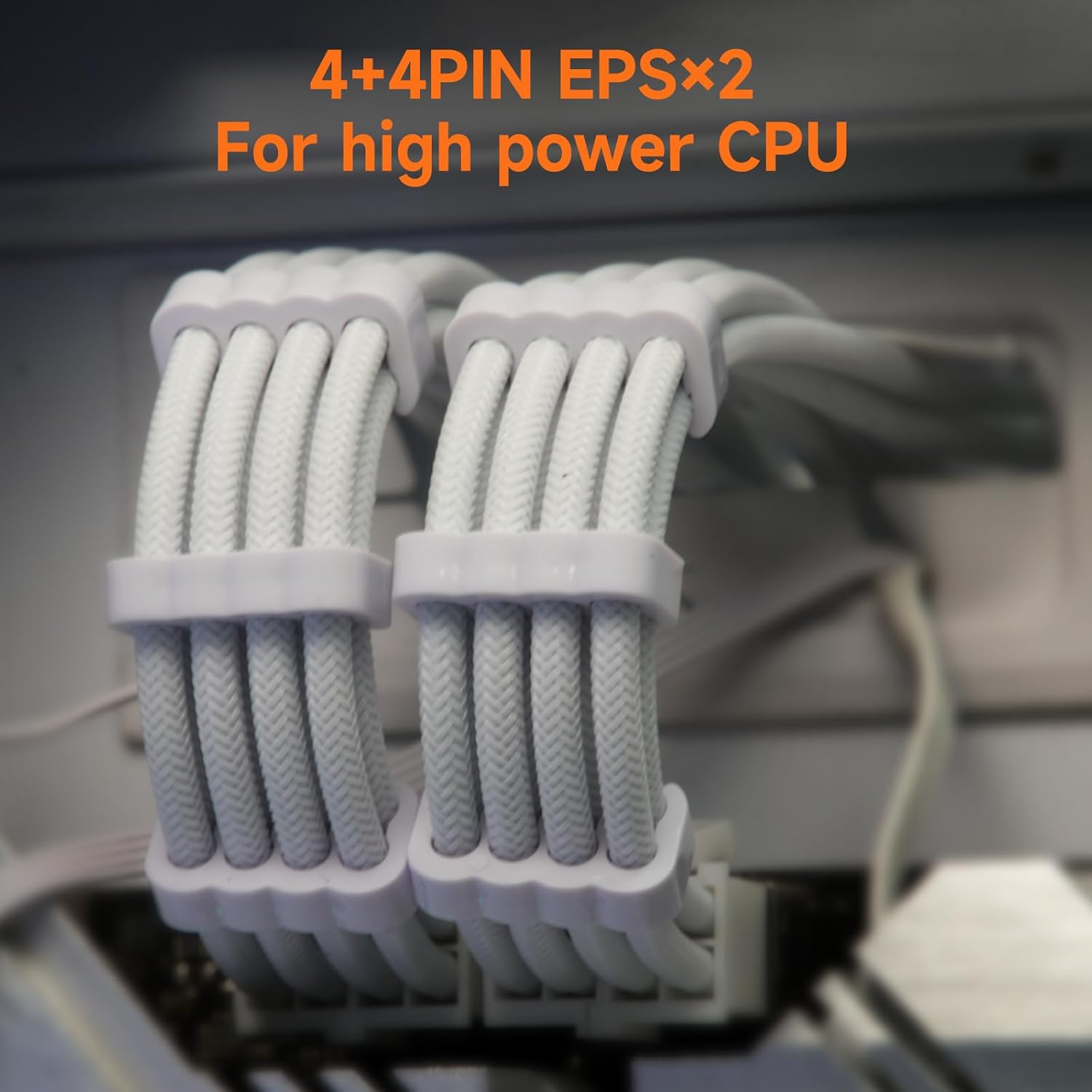 Sirlyr White PSU Extension Cable Kit, Flexible Braided Sleeved Cables, 34cm 12VHPWR 16-Pin Pcie 5.0 GPU Extension, 24-Pin ATX & 8-Pin EPS for RTX 50/40 Series, Custom PC Build