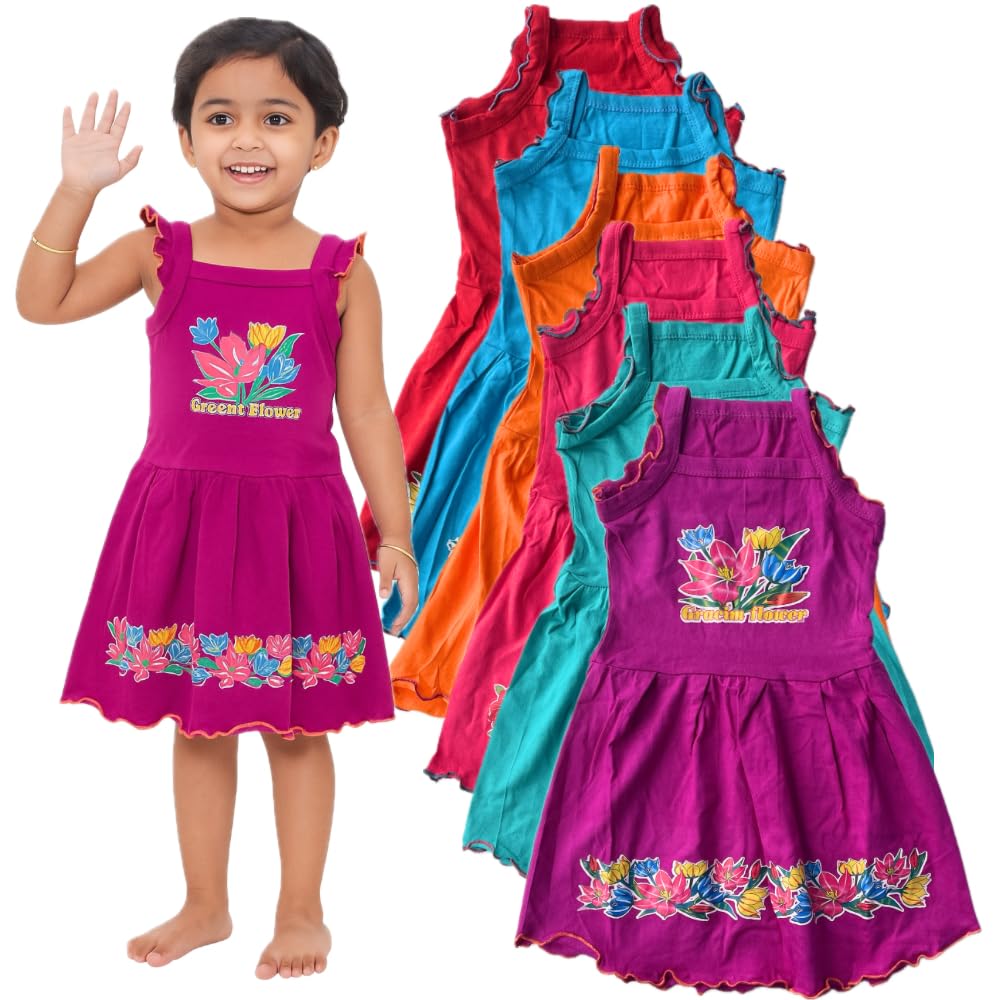Newborn Baby Girl and Kids Cotton Frock Dresses 0 Months to 5 Years/Casual Sleeveless Jhabla Midi for Infant Clothes Multicolor Combo Pack of 6-image-13