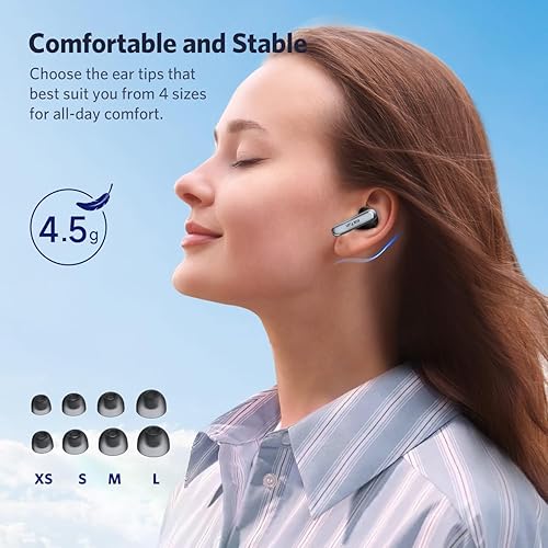 Miniatura 7 de EarFun Auriculares inalámbricos Air 2, controladores de 0.394 pulgadas con auriculares Bluetooth LDAC, audio de alta resolución, Bluetooth 5.3 con
