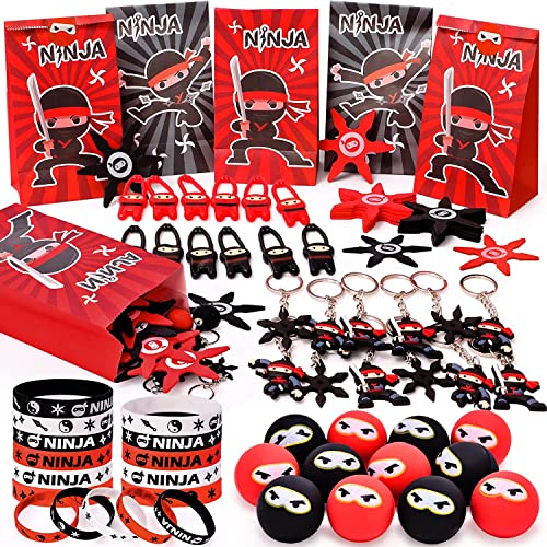 Sacs Cadeaux et Porte-Clés Ninja Enfants | Pack Surprise Anniversaire 72 Pcs
