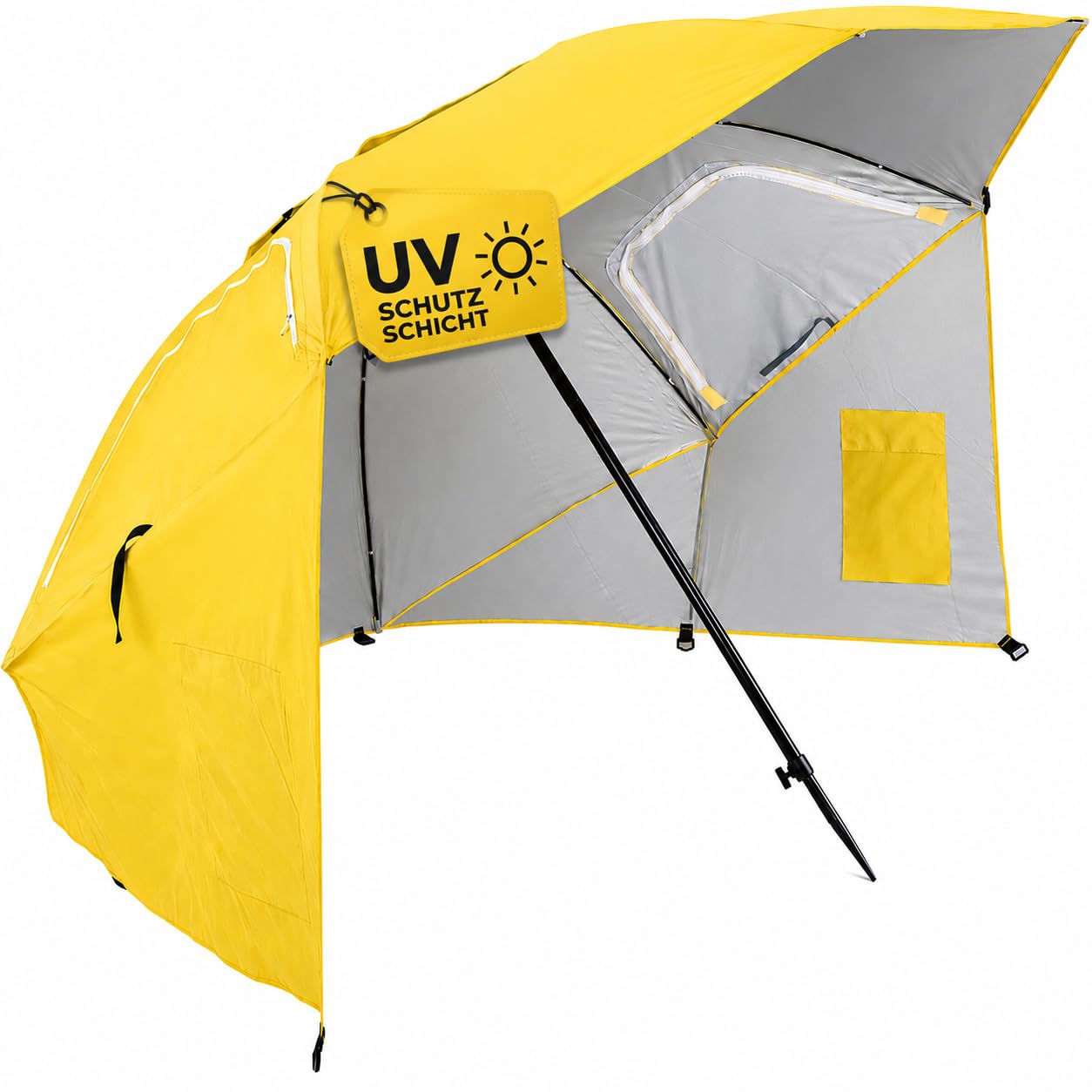 Stagecaptain UM-210 Ombrellone da spiaggia con picchetto, tessuto idrorepellente e protezione UV, finestra in rete per migliore circolazione dell'aria.