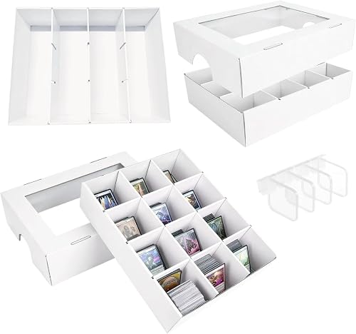 Trading Card Storage Box, 2-Pack 3200 Count White Corrugated Cardboard Bulk Sports Storage Box for TCG/Magic/Mtg Basketball Cards, Collectible Trading Cards
