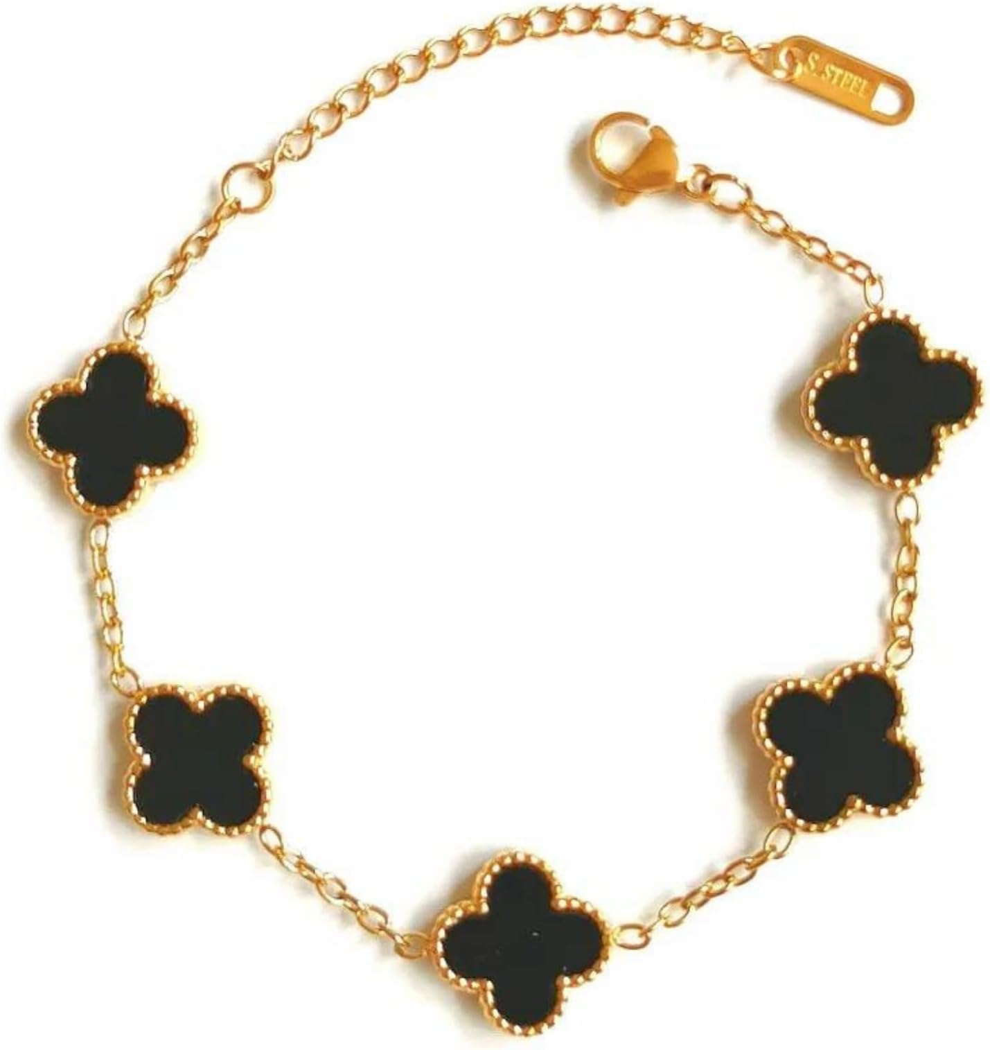 Clover Anti Tarnish Bracelet for Women Stylish | Stainless Steel Bracelet for Woman | Fashion Jewellery for Women Aesthetic Accessories for Girls Chain Bracelet Gold
