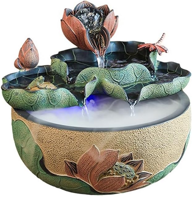 Tabletop Fountain Lotus Desktop Fountain Oriental Zen Serenity Meditation Circulating Water Ornaments Decoration Home Fountain