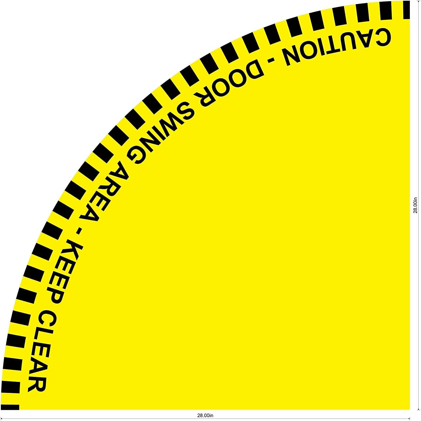 "Caution: Door Swing Area, Keep Clear" 1/2 Open Door Swing- Durable Laminated Vinyl Floor Sign- Sign by Graphical Warehouse (36", Dotted Line, Yellow/Black)