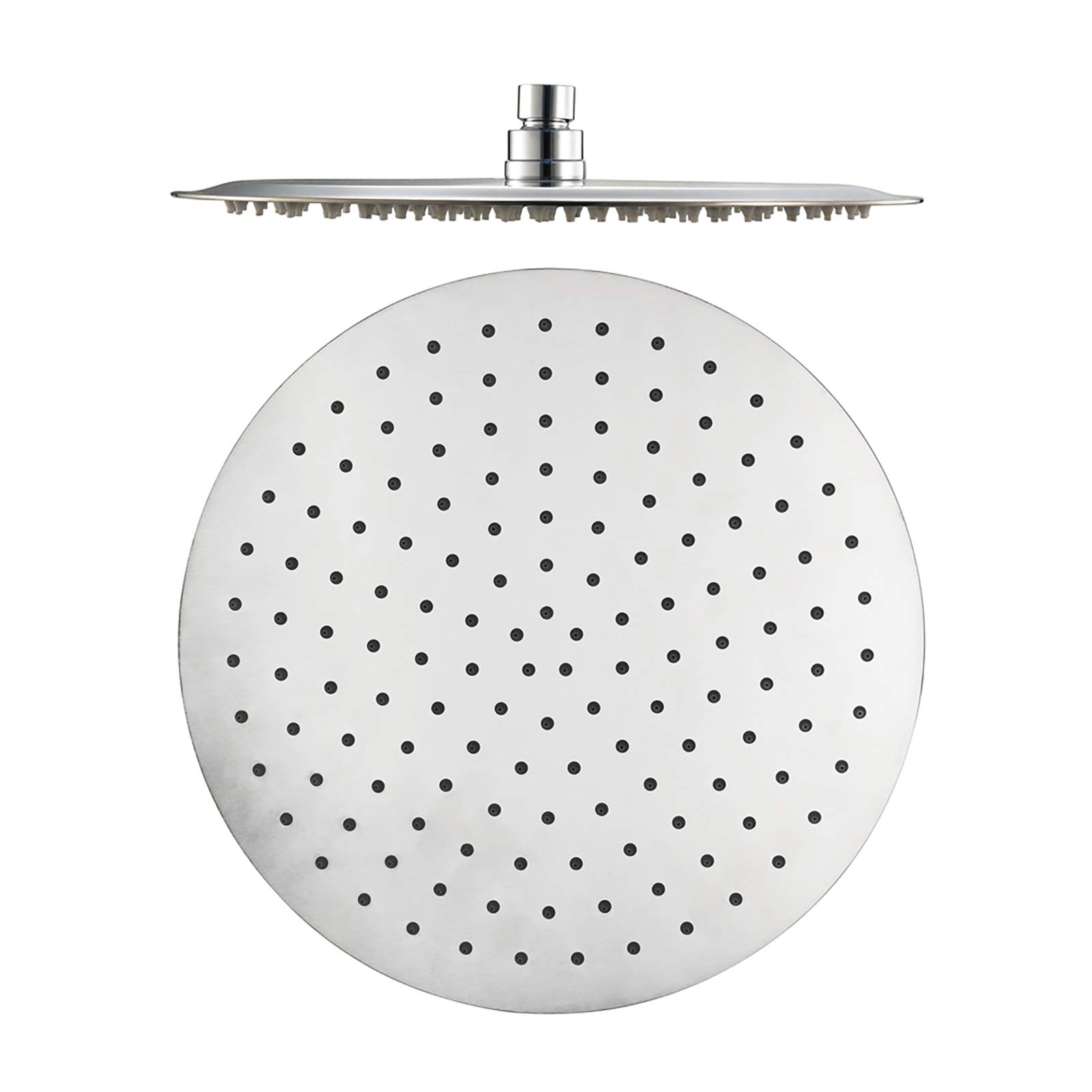Alcachofa de Ducha, Ronda Cromado Alcachofas Fijas para Ducha de Alta Presión 304 Acero Inoxidable Ultra Delgado Rociador Ducha Efecto Lluvia,12 Inch
