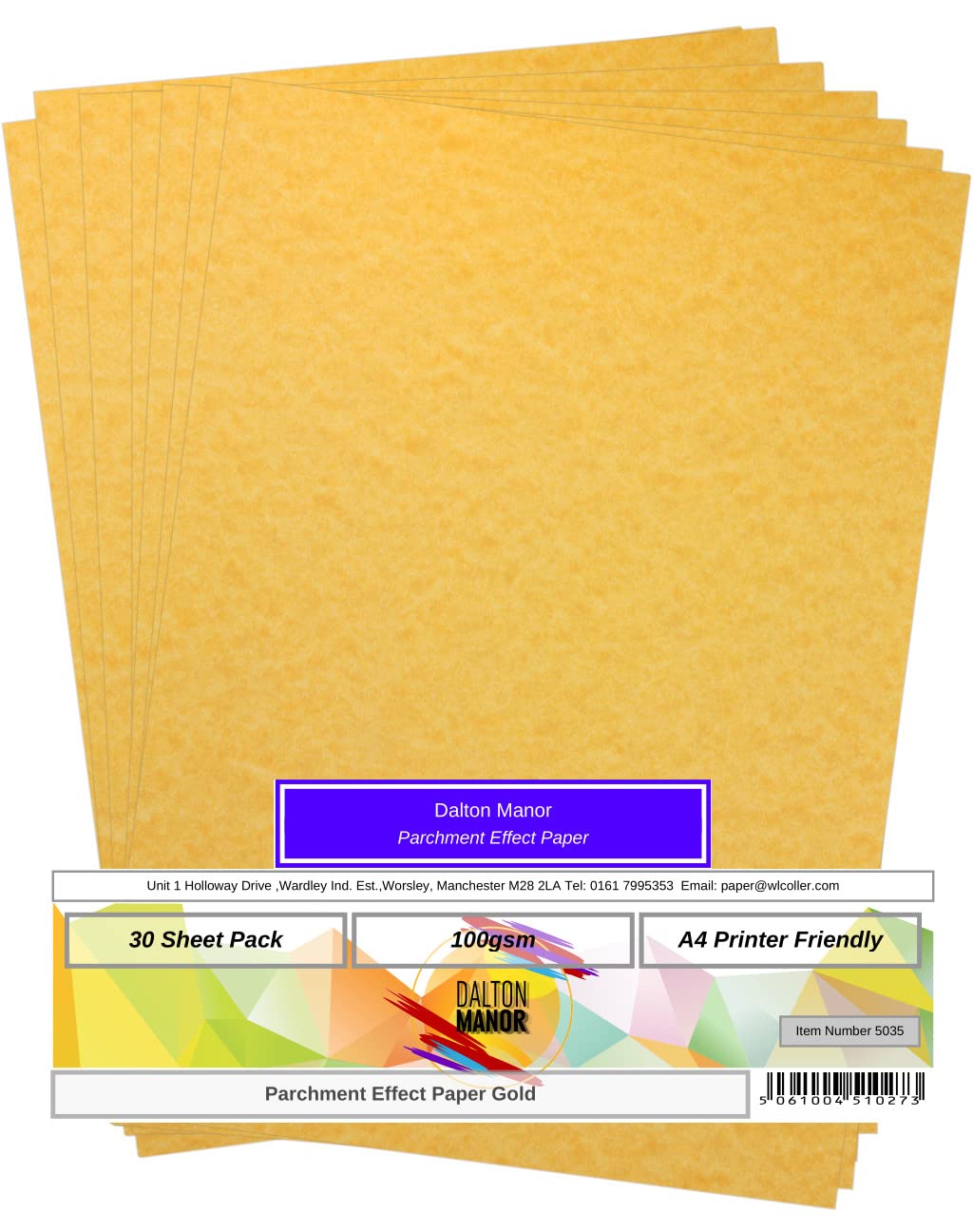 Parchment Paper Gold A4 100gsm Pack 30