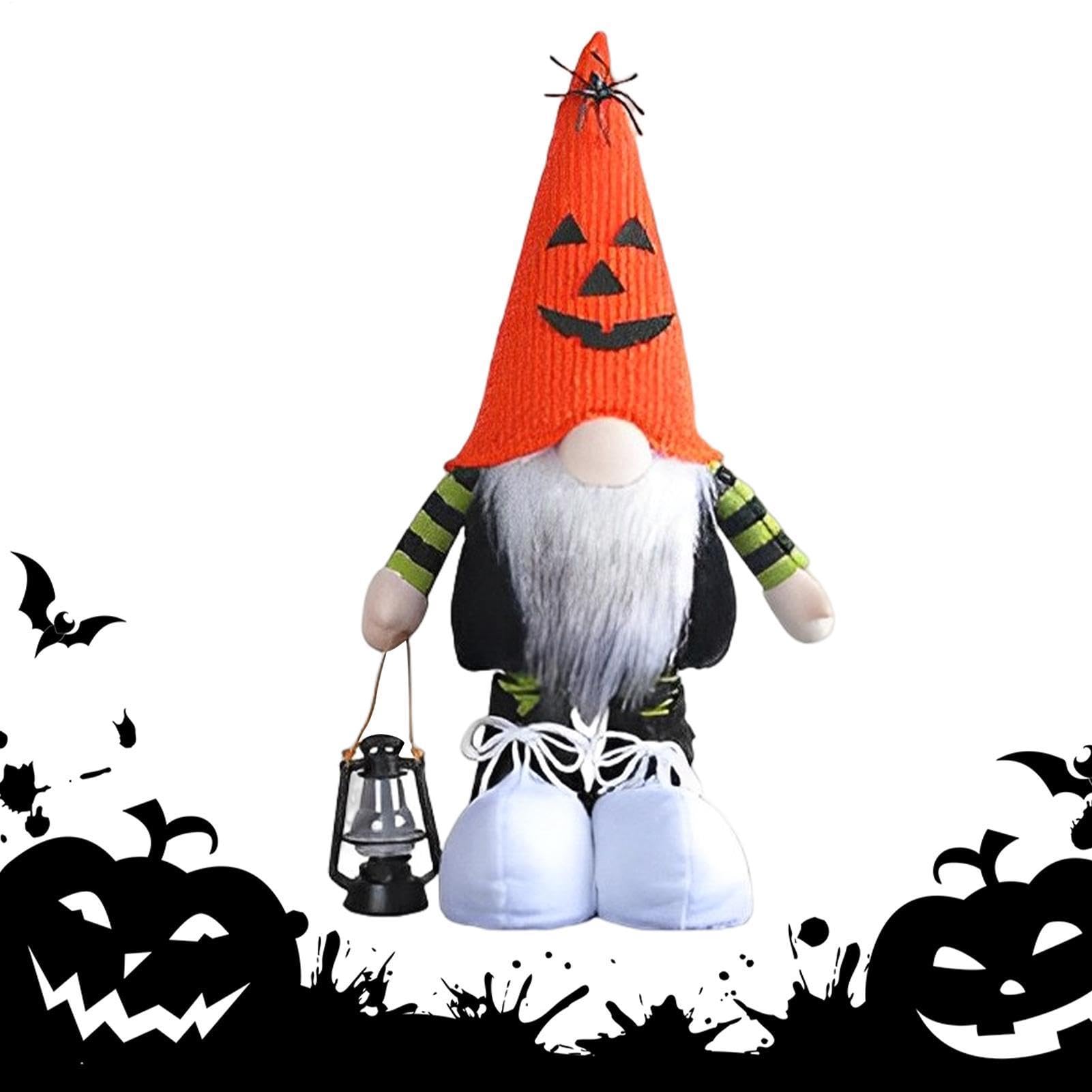 Ręcznie robione krasnale na Halloween, szwedzki kapelusz z twarzą dyni, bez