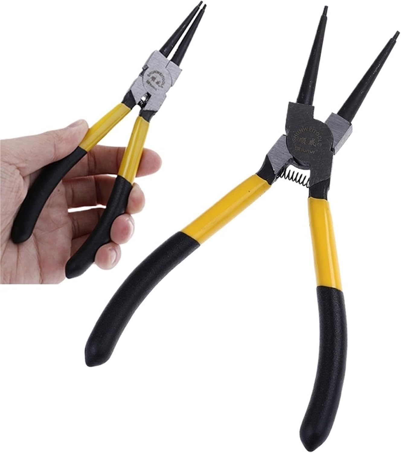1m/7" Snap Ring Pliers Curved Straight Tip Circlip DIY Snap Ring Combination Retaining Clip Mechanical Tools Jewelry Pliers(1pc-A4)