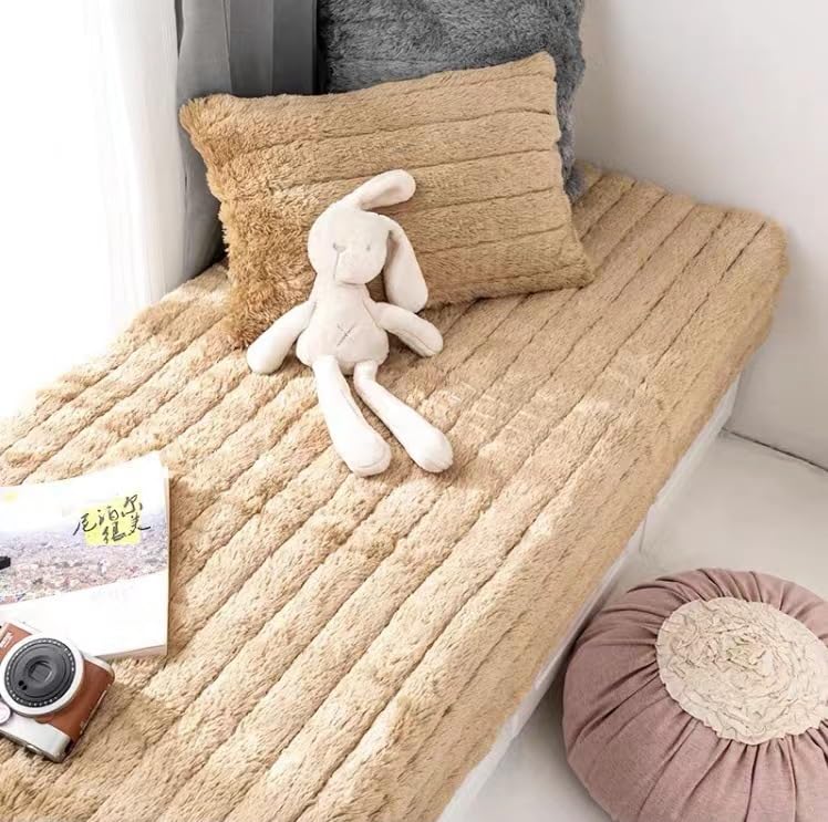 Tapis en peluche camel 90x70 cm antidérapant pour déco de chambre