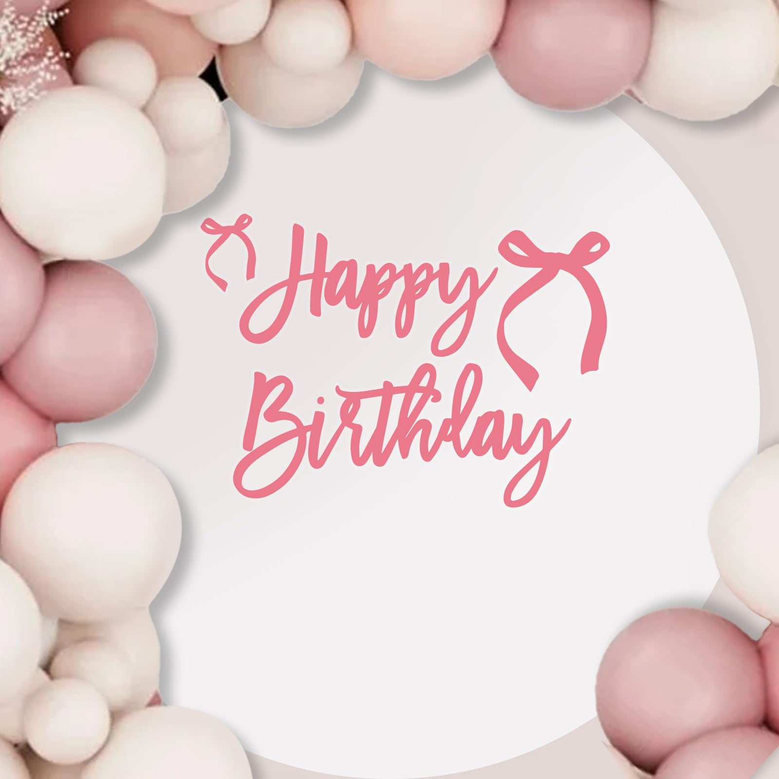 Pink Bow Happy Birthday Decal Sign - Coquette Birthday Backdrop Sign, Coquette Girls Birthday Party Decor, Pink Bow Birthday Party Decorations