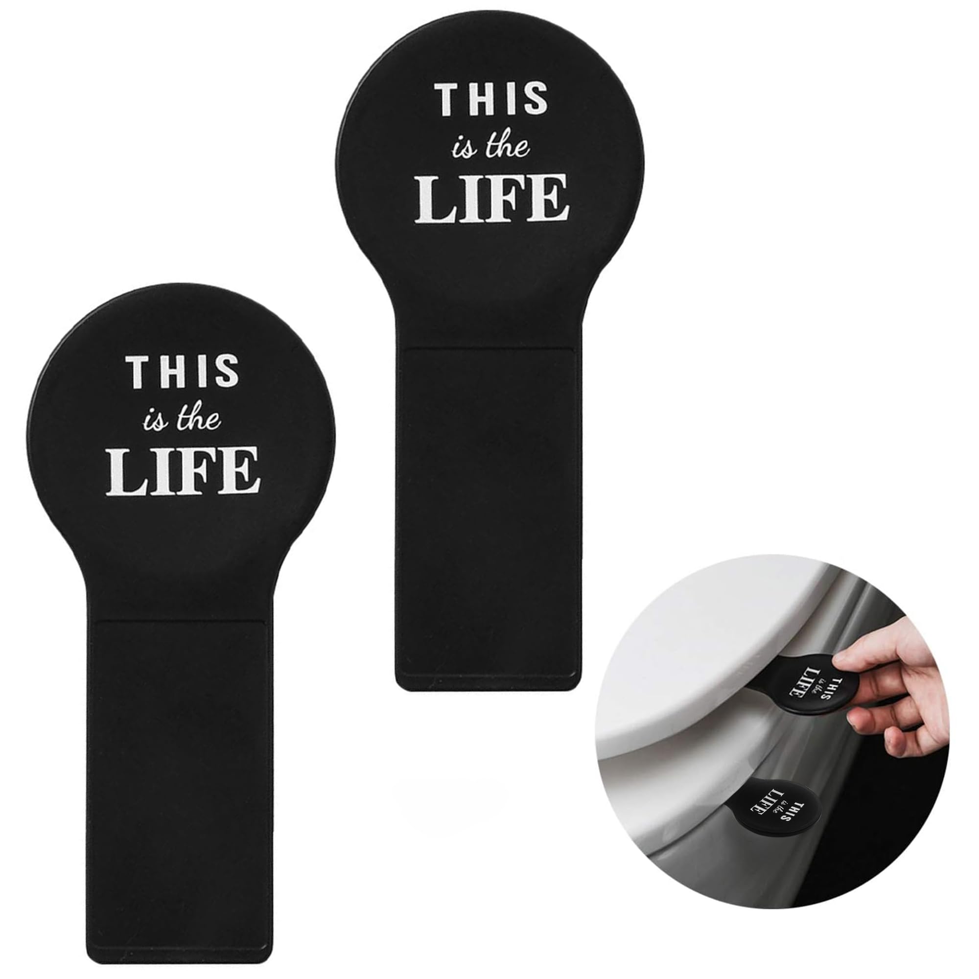 GAYA 2 Pcs Fashion Pattern Toilet Seat Lifter,Avoid Touching Toilet Seat Handle Seat Cover Lifter,Handle Hygienic Clean, Toilet lid handle,Adhesive,Hygiene (Black)