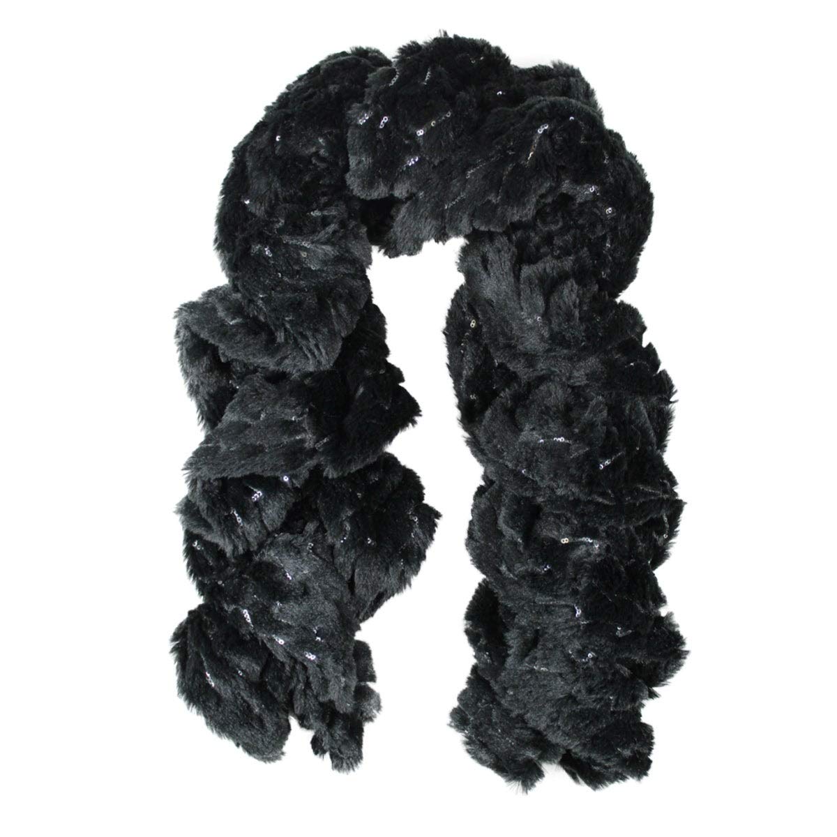 Faux Fur Neck Warmer, Muffler, Stole, Scarf & Scarves for Winter Season Accessory for Women (Black)