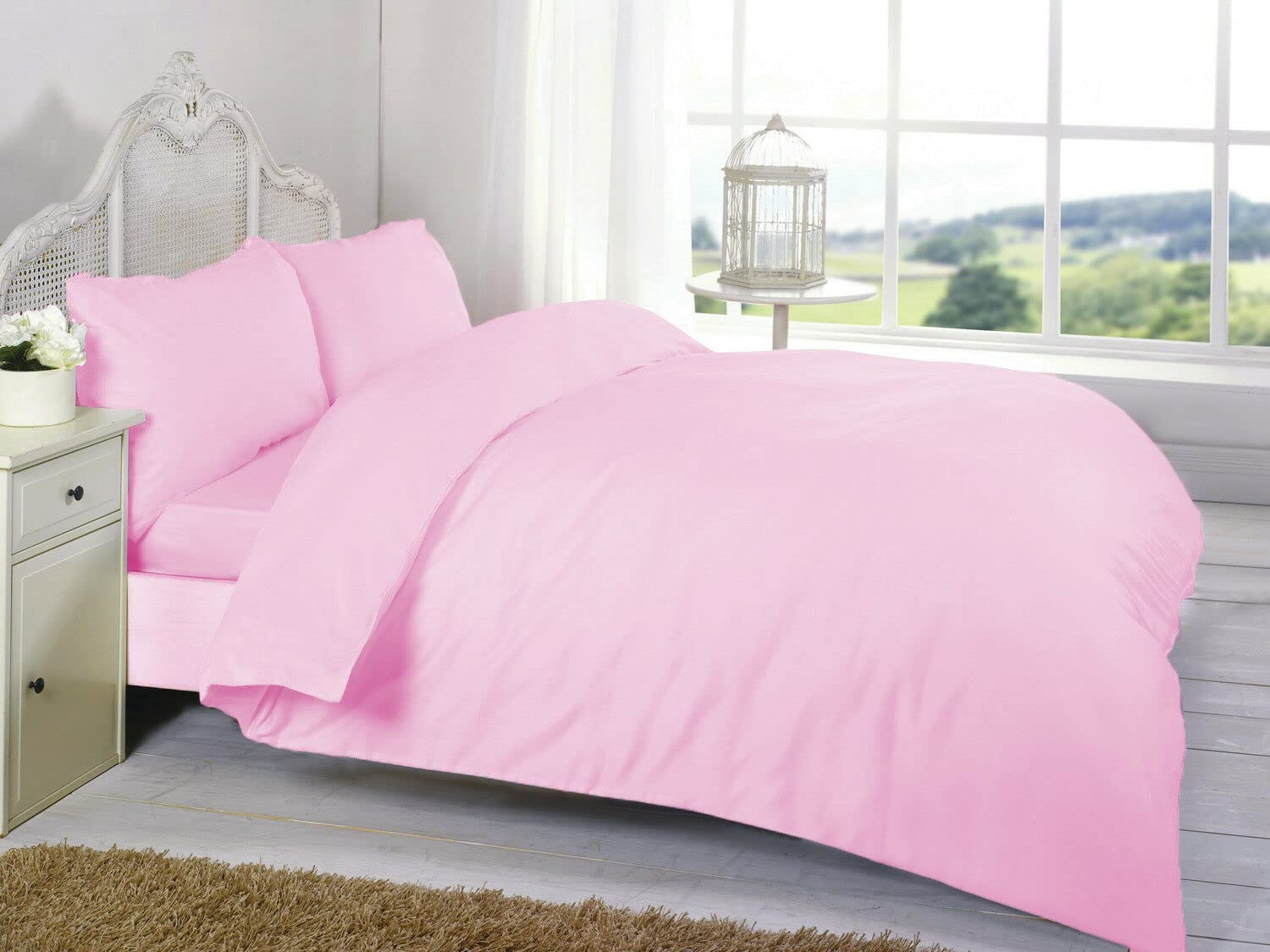 LIZZIE JACOBS 200 Thread Count 100% Cotton Hotel Quality Super Soft House Wife Pillowcases (Pink, Pillowcase Pair)