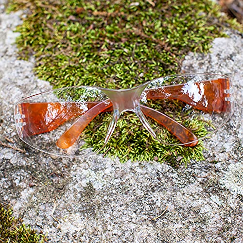 Image of BISON LIFE Clear /Orange Safety Glasses for Men & Women, ANSI Z87.1, 12 Pack | Scratch & Impact Resistant Wraparound Safety Goggles, UV Protection Eyewear for Work, Construction, Lab, Industrial
