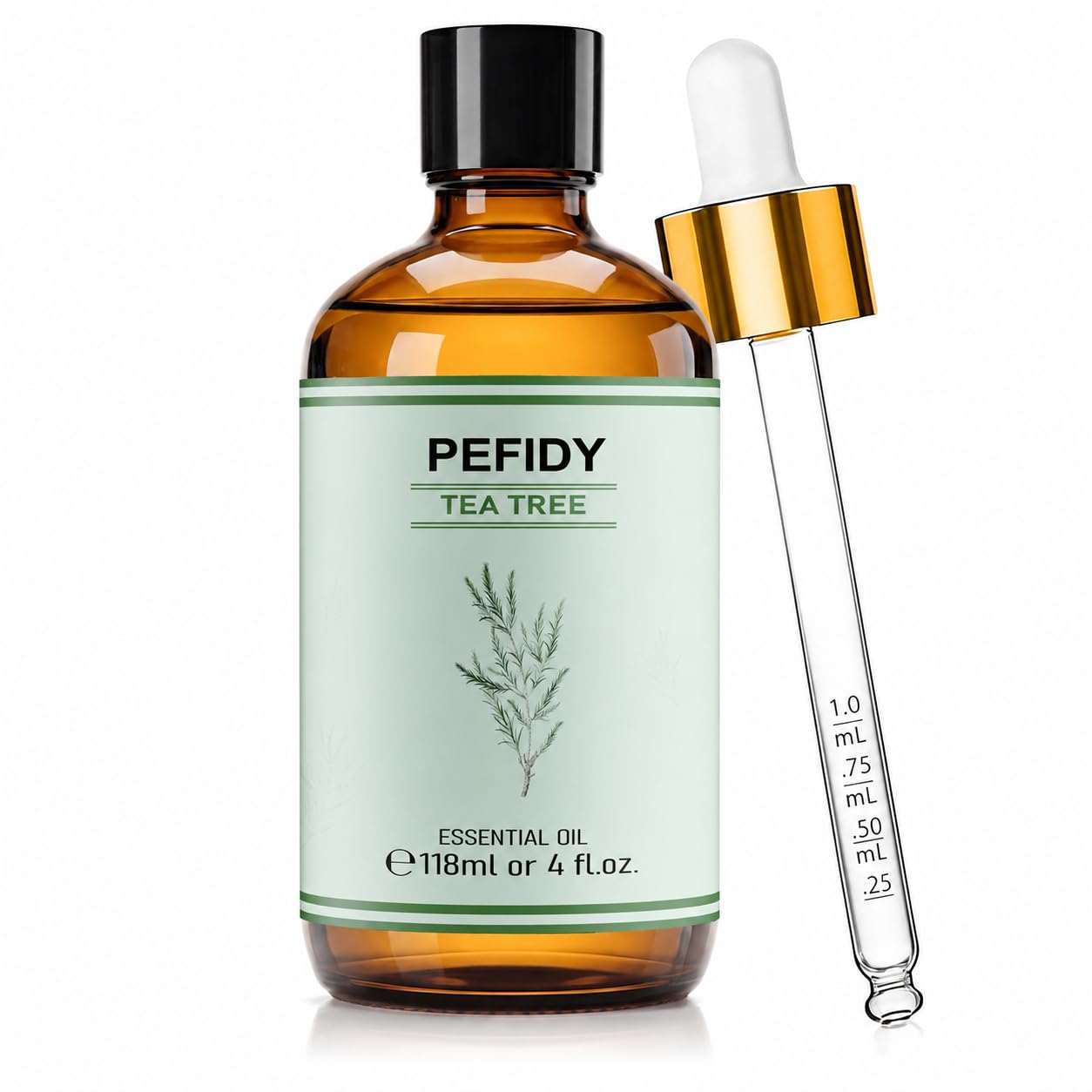 Olio Essenziale di Tea Tree 118ml, Olio di Melaleuca Alternifolia Distillato a Vapore, con Contagocce, per Diffusore, Shampoo, Unghie, Routine Pelle e Pulizia Casa
