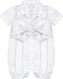 JEATHA Baby,Clothing,Baby Boys 0-24m,Christening Gowns & Clothing JEATHA Baby Boys Baptism Romper Formal Suit with Vest White Christening Coverall Gowns Outfits