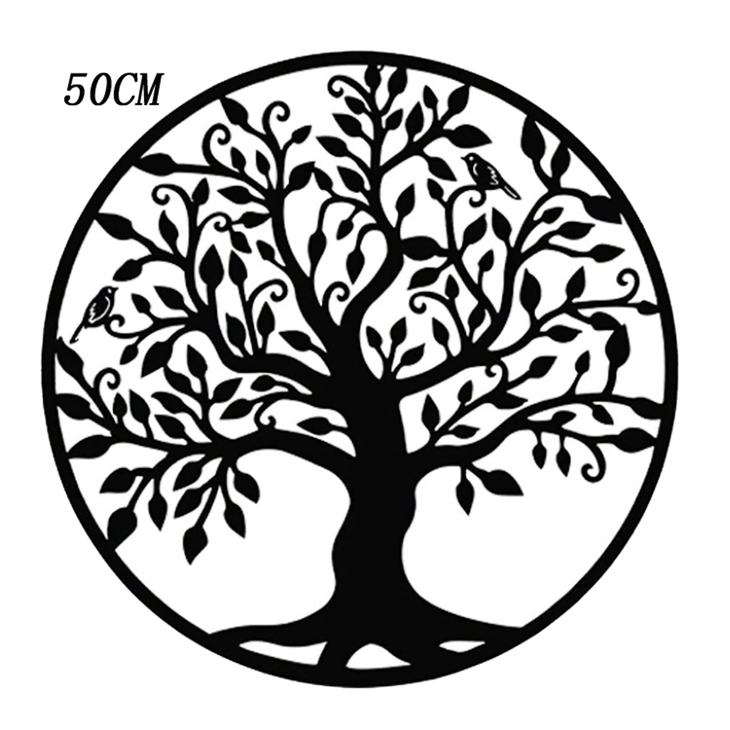 Árbol de la vida de metal para colgar en la pared, 50 cm, decoración de hierro para el hogar, sala de estar, decoración interior y exterior