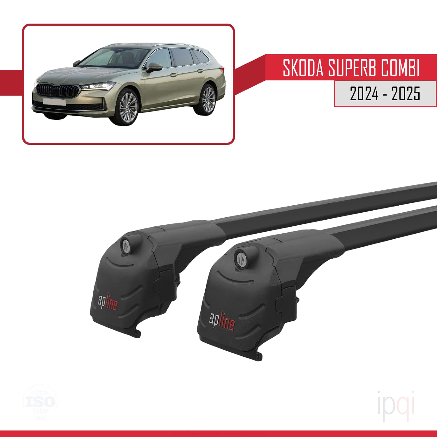Kompatibel mit Skoda Superb Combi (3Y) 2024-2026 ACE-2 Typ Relingträger Dachträger Auto Gepäckträger Schwarz Aluminium Barren