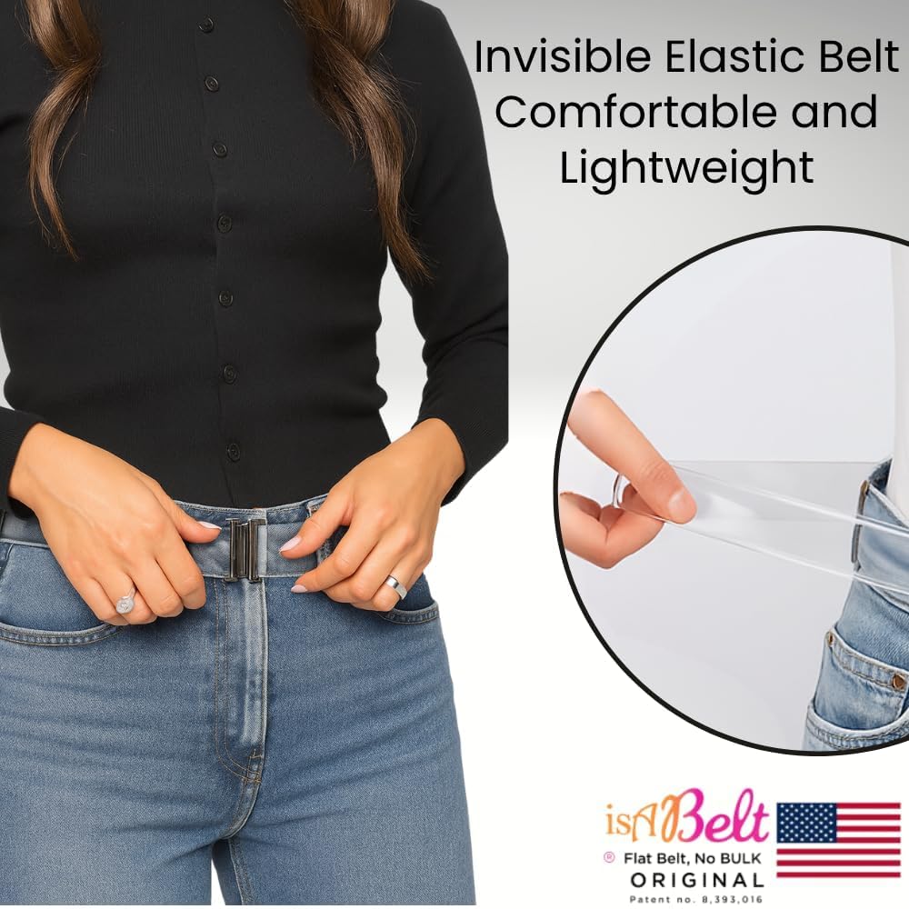Women’s No-Buckle Invisible No Show Belt 1.5” - Adjustable Stretch Slim Fit | Lightweight Lay-Flat Comfort Design