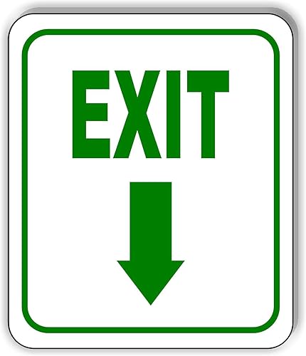 EXIT Directional Downward Arrow Green Aluminum Composite Outdoor Sign 8.5" x10"
