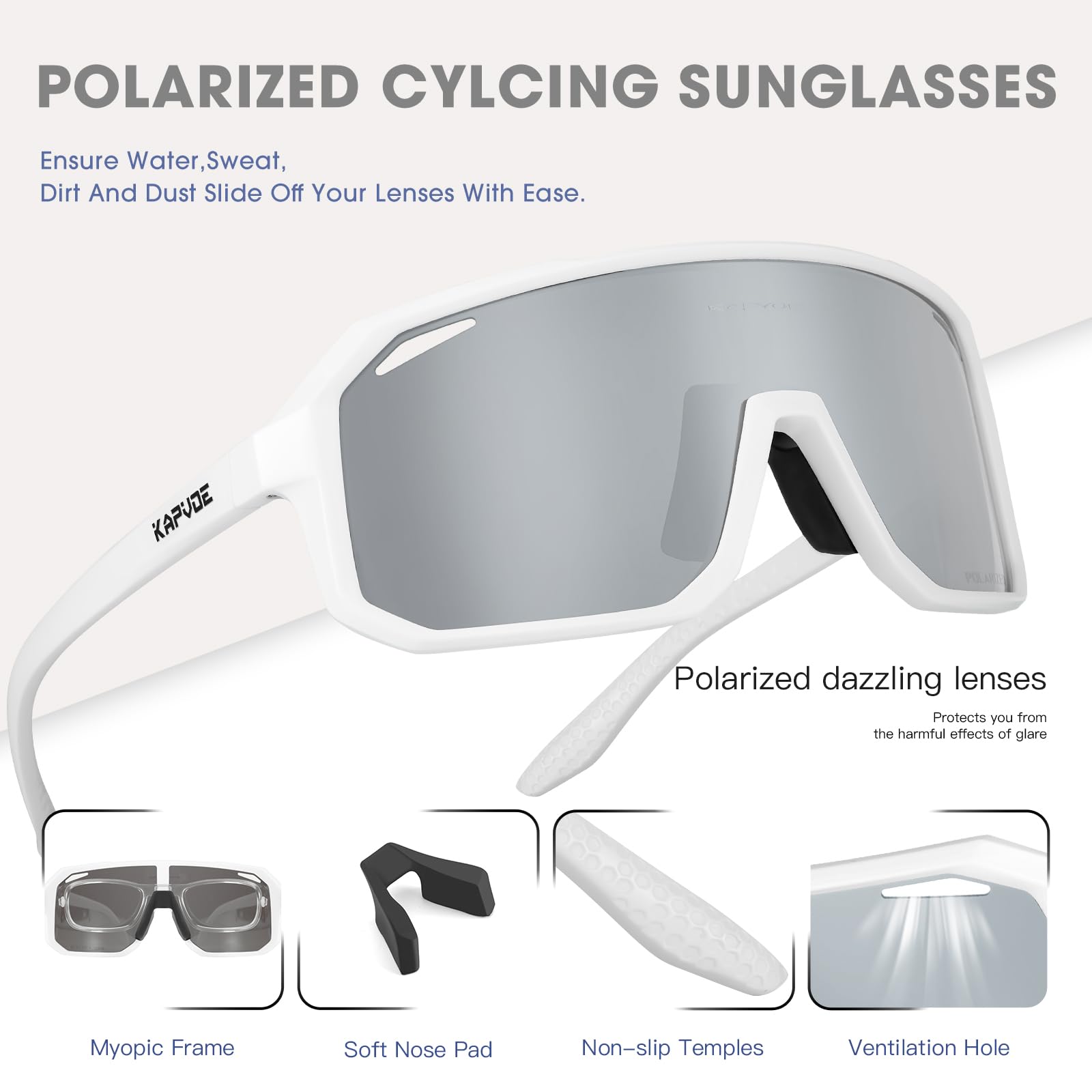 KAPVOE Polarizzati Occhiali da Ciclismo Uomo Occhiali MTB Donna Occhiali Bici da Corsa Occhiali da Sole Sportivi Occhiali da Sole Ciclismo Occhiali Mountain Bike Occhiali Running Golf Baseball Pesca
