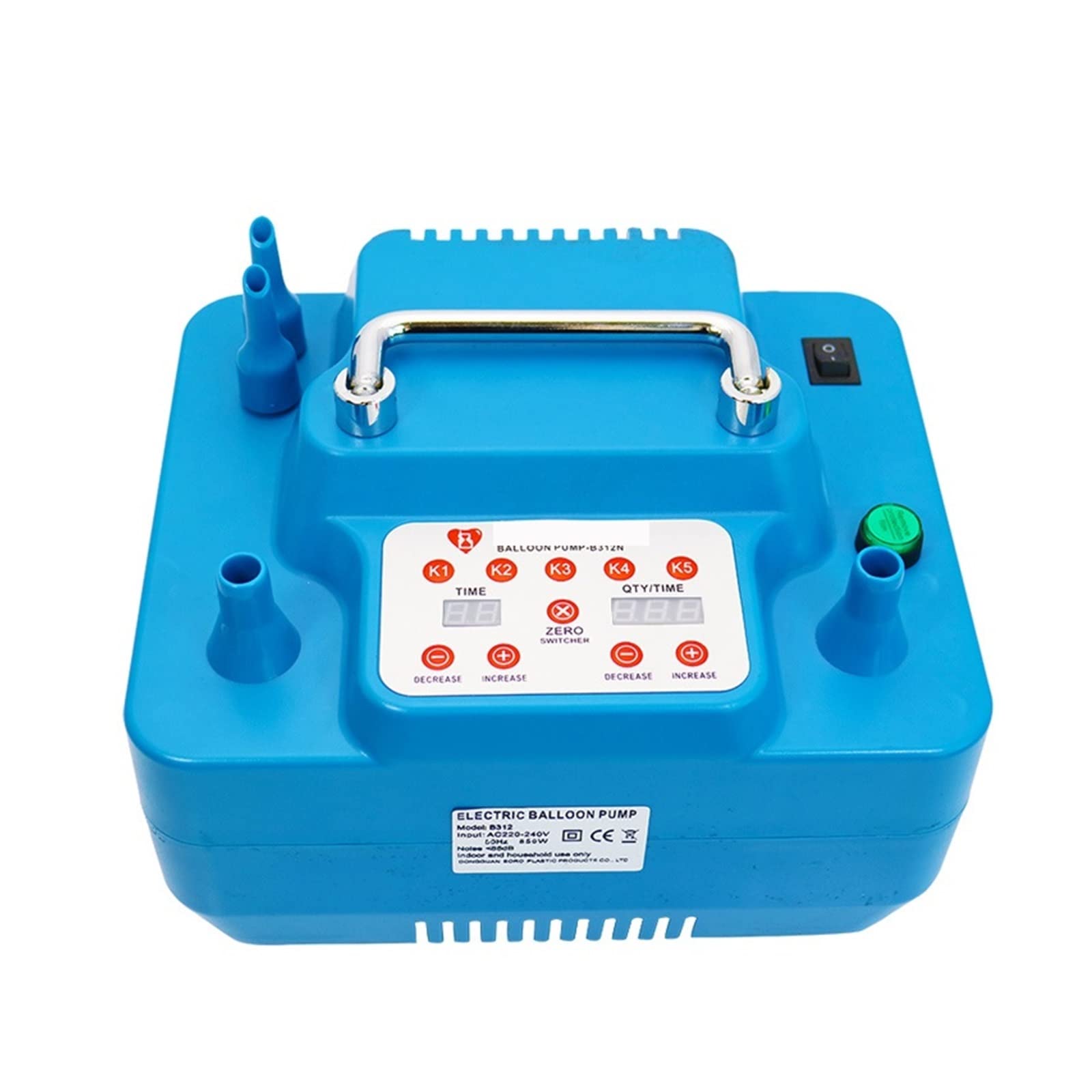 Bomba de globo eléctrica 800W con temporizador Inflador profesional de dos orificios con función de memoria Interruptor de pie 800W Maquinaria y Accesorios