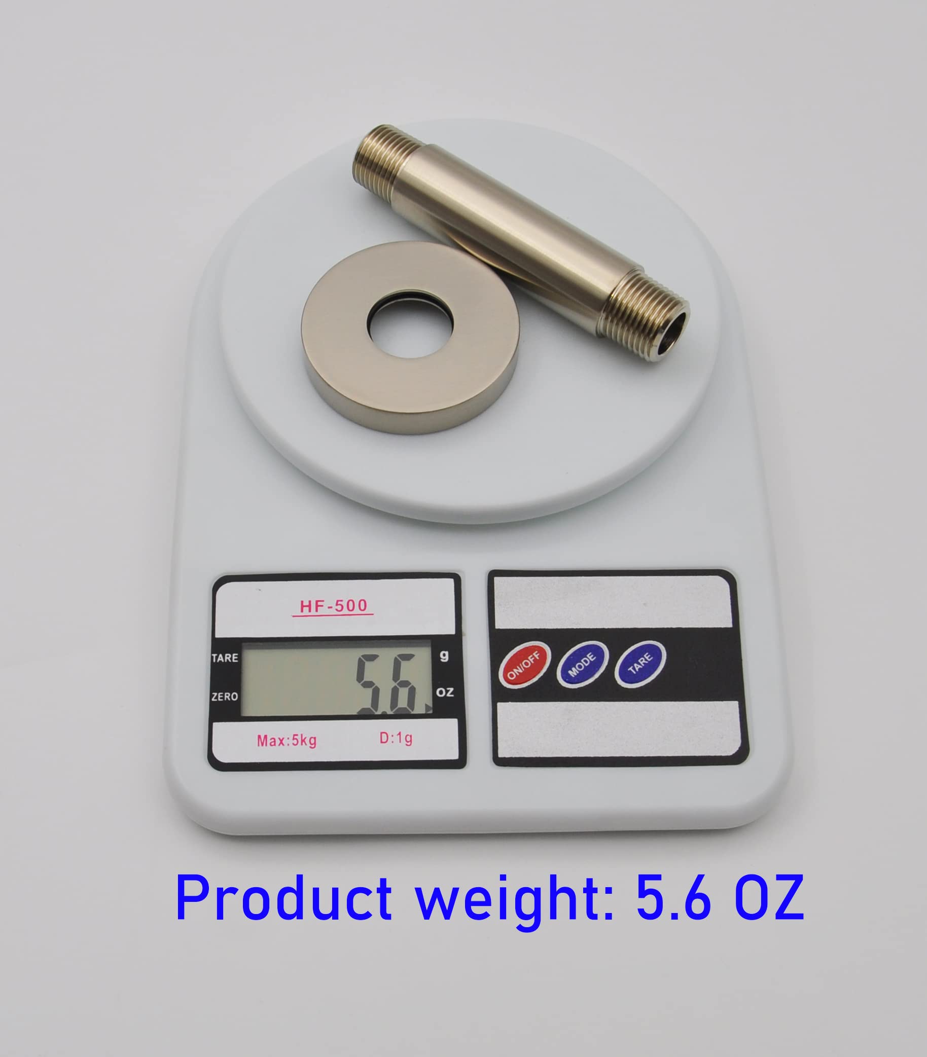 Brazo de ducha y brida de junta tórica, 3 pulgadas, latón macizo, redondo, ambas roscas cónicas soldadas NPT de 1/2, extensión de brazo de ducha recta, brazo de cabezal de ducha de techo para