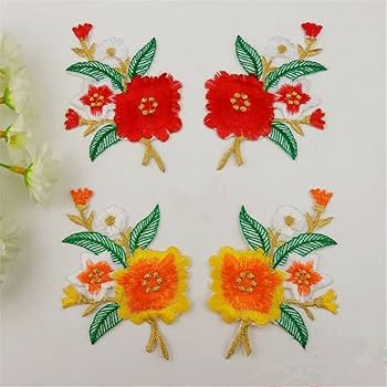 Amazon.co.jp: 2枚 ジャスミンの花 刺繍アイロンアップリケ