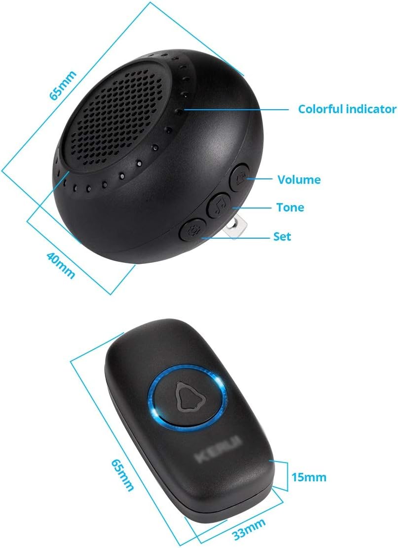 Wireless Doorbell Home Waterproof Door Button Colorful LED Lights Household Wireless Door Bell Press Button