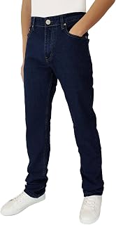 Mastino Men's Jeans 5 Pockets Dark Blue Straight Leg Shape Elastic High Waist
