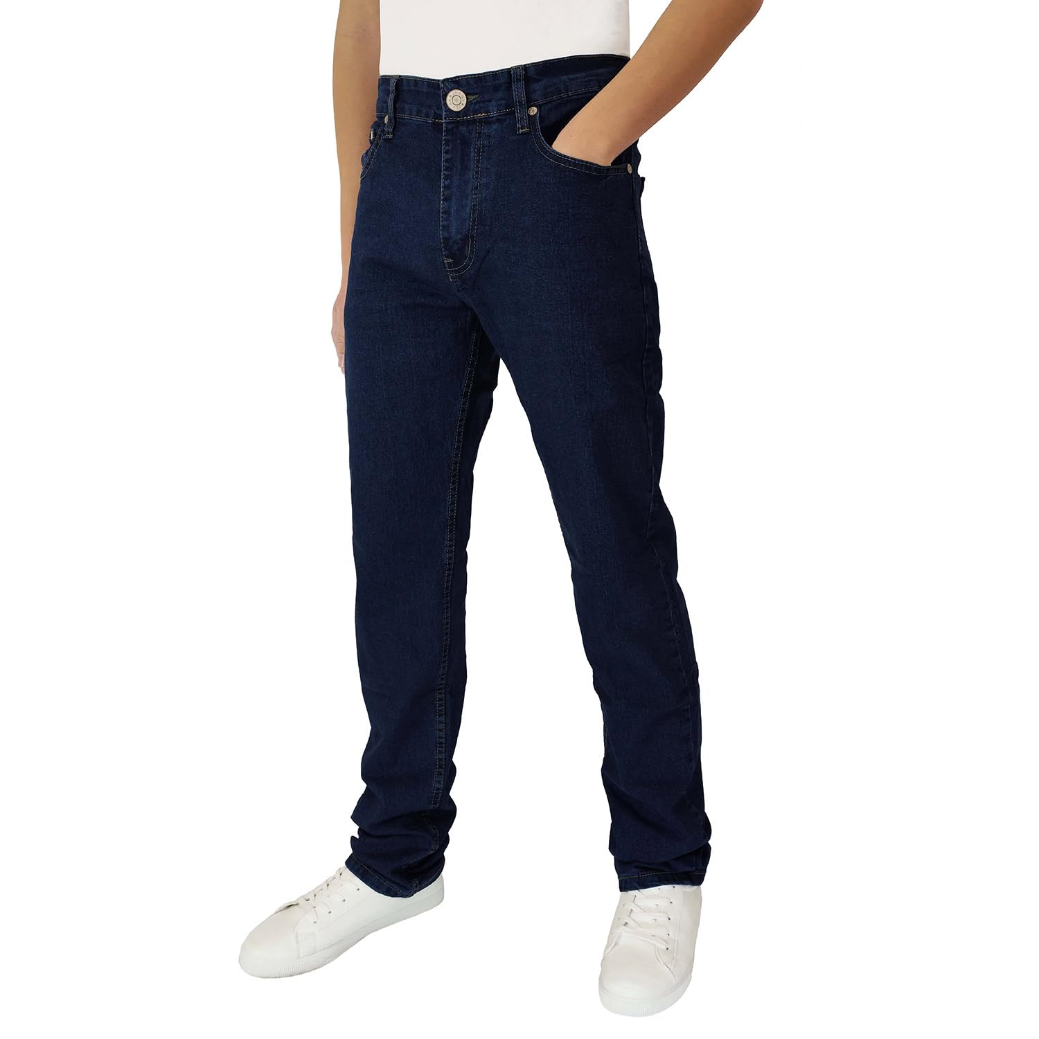 Mastino Jeans Homme 5 Poches Denim Pantalon Coupe Regular Jambe Droite Stretch Taille Haute