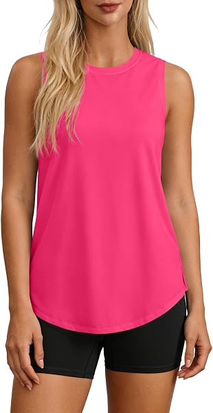Sleeveless Workout Shirts for Women Lightweight Quick Dry Tank Tops Breathable Athletic T Shirt Basic Tee for Running - 1