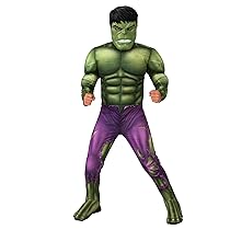 Rubies Costume Hulk Deluxe per bambini, Jumpsuit con petto musculoso, copristivali e maschera, Licenza Ufficiale Marvel per Carnevale, Natale, compleanno, Feste
