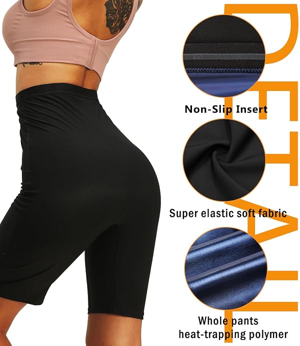 Sauna Sweat Shorts Suit for Women Weight Loss Thigh & Waist Trainer Slimmer pants Sweat Enhancer Workout Gear L/XL by BXVX - Image 5