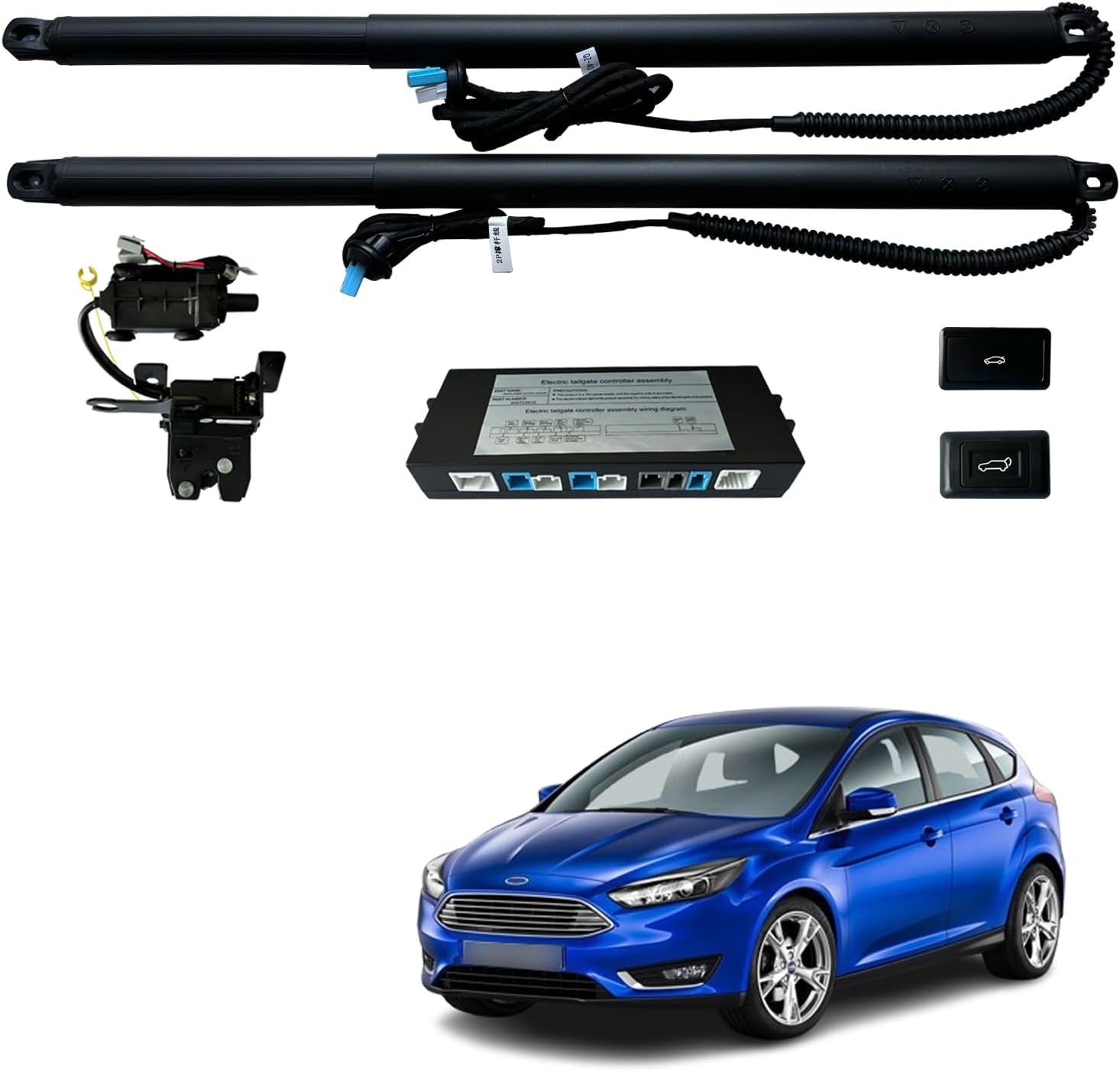 Power Liftgate Kit for Ford Focus MK III C346 Hatchback 2015-2018 Hands-Free Electric Tailgate Lift System Automatic Trunk Opener OEM Key Fob Remote Supported + Foot Sensor