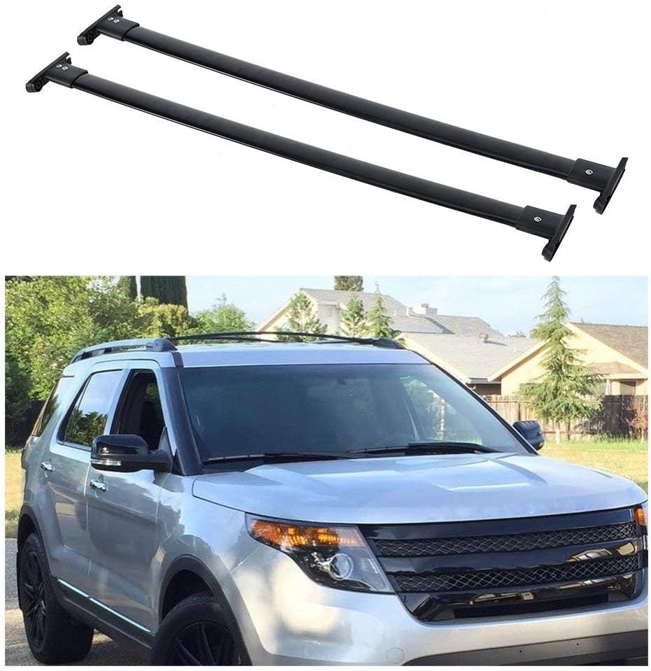 AUXMART Roof Racks Cross Bars 2pcs OE Style Aluminum Rooftop Rail Bars Cargo Carrier Fit for 2011-2015 Ford Explorer Black