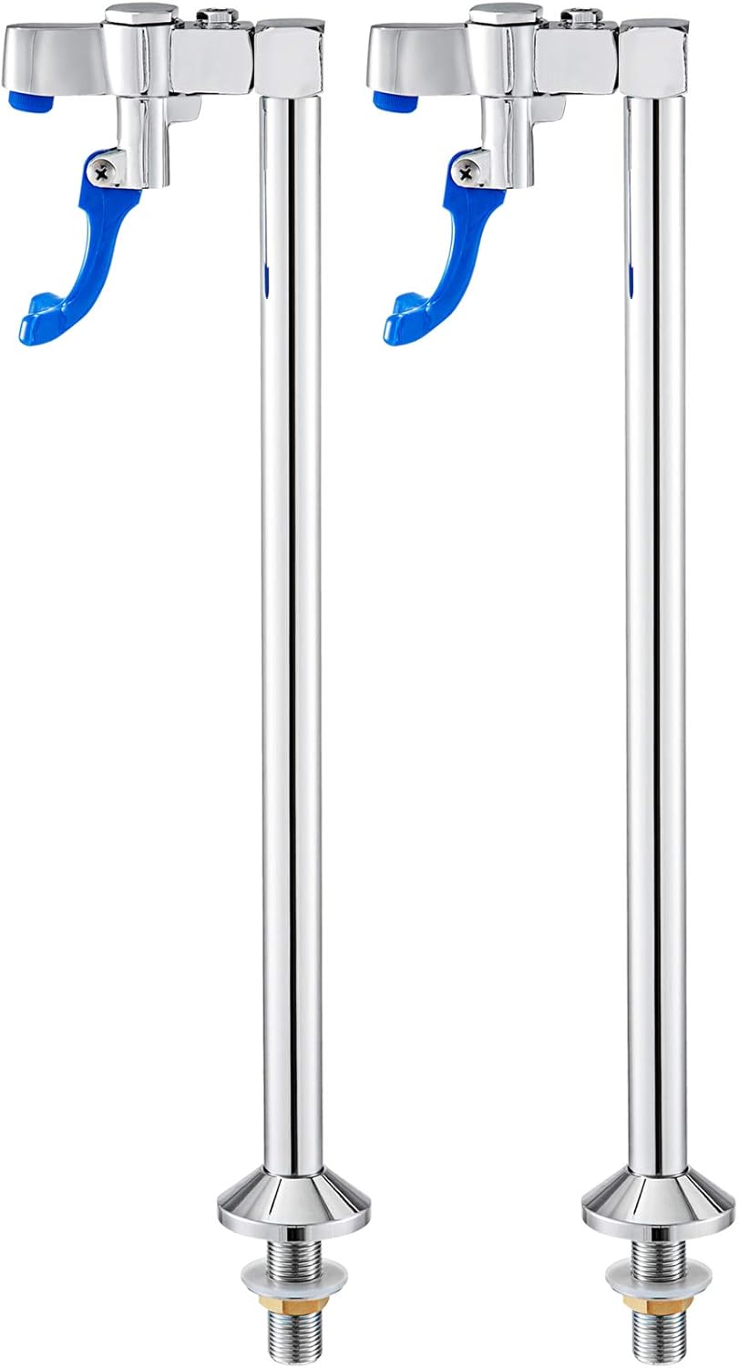 One-Day Sale: Up to 40% Off VEVOR Pedestal Glass Filler, 16 Inches Deck Mount Push Back Glass Filler, Full Copper Deck Mount Glass Filler with Chrome-Plated Surface, Push Back Water Filler, 1/2-Inch NPT Male Inlet, 2 Pcs/Set