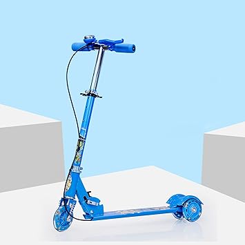 Oumffy Road Runner Kick Scooter for Kids Ages 3-14 Years Old Boy Girl with 3 Wheel LED Lights, Adjustable Level Handlebar & Foldable Design & Lean-to-Steer, Max User weight-75 kgs Kick Scooter (Blue)