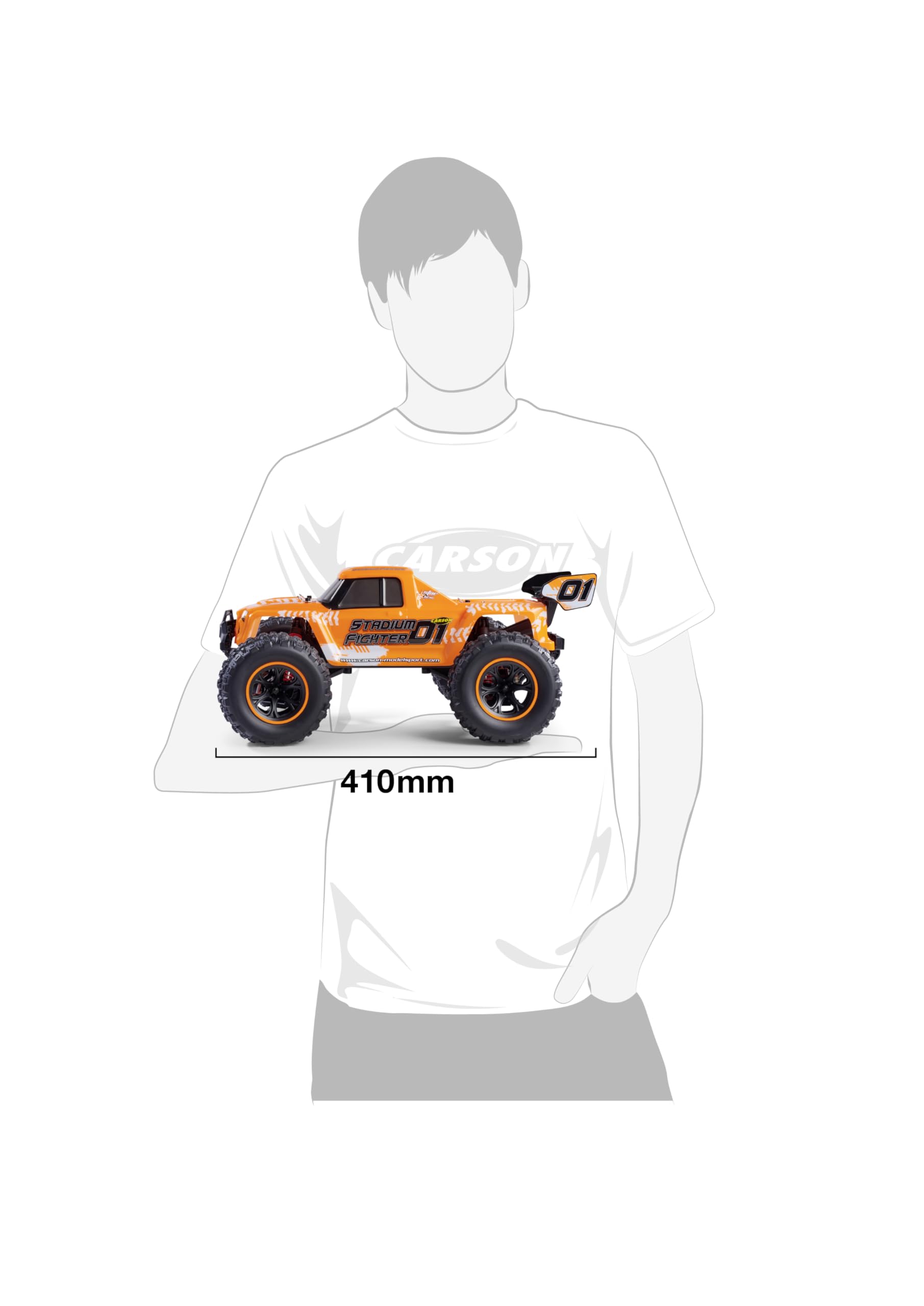 Carson 500404253 1:10 XS Stadium Fighter 100% RTR Naranja - Coche teledirigido, Buggy con radiocontrol, Incl. Pilas y Mando a Distancia, Buggy Todoterreno