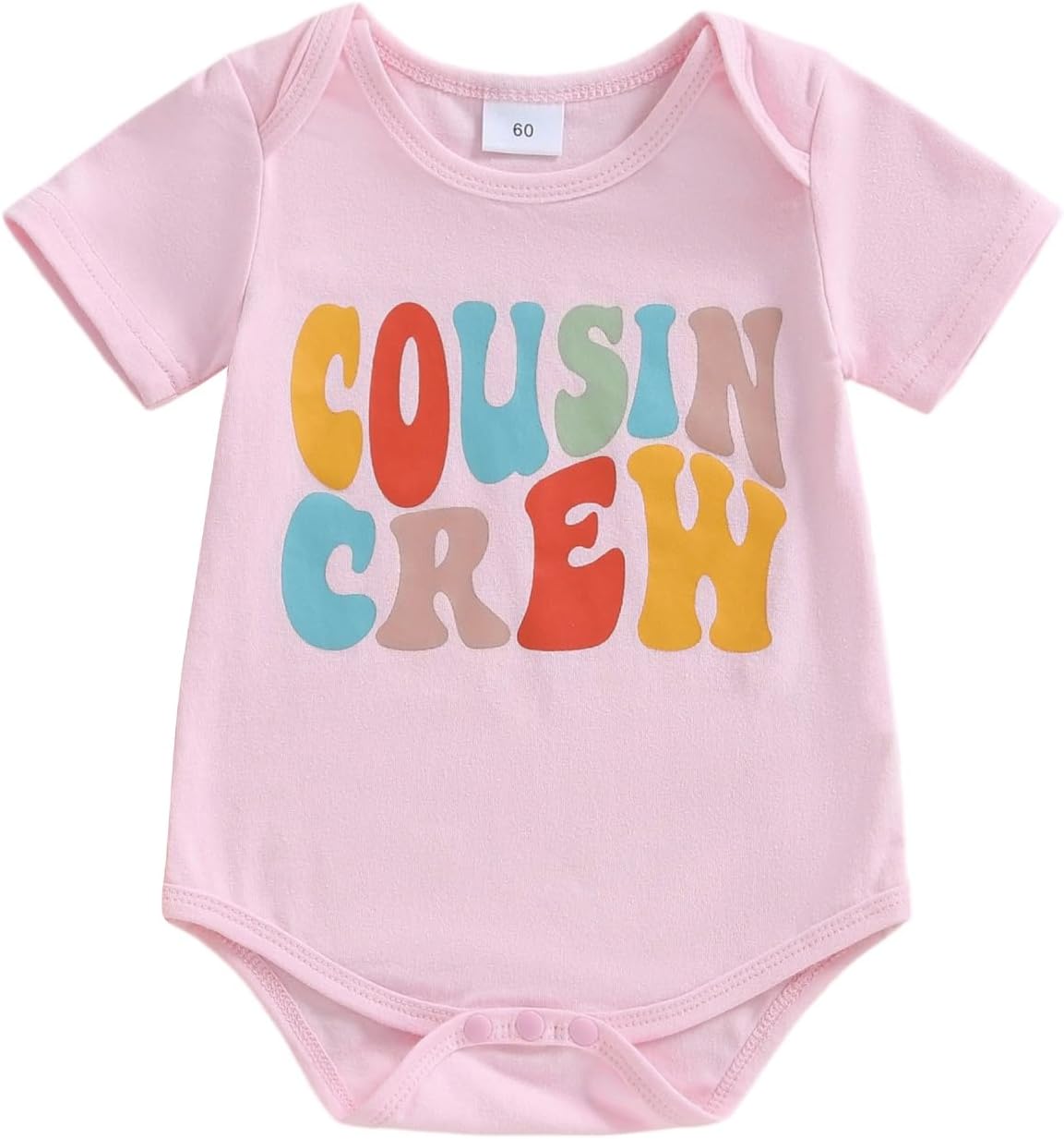 Ayalinggo Newborn Baby Girl Boy Romper Short Sleeve Cousin Crew Shirt Crewneck Bodysuit Colorful Print Casual Summer Clothes