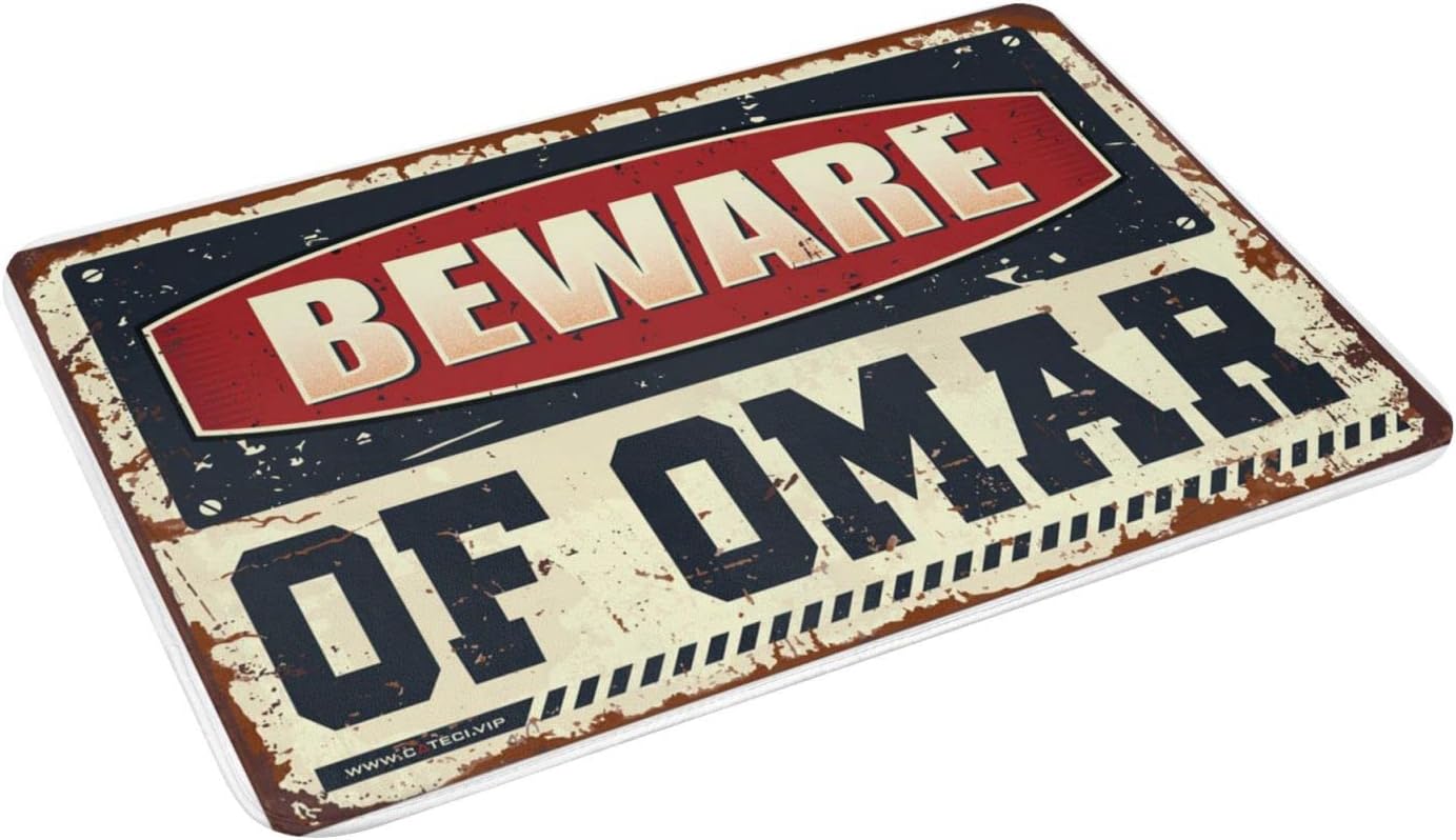Funny Patio Decor Beware of Omar Doormat Outdoor Porch Decor Funny Gifts for Boss(Size:65X90CM), BMPBLAMFB-65X90CM