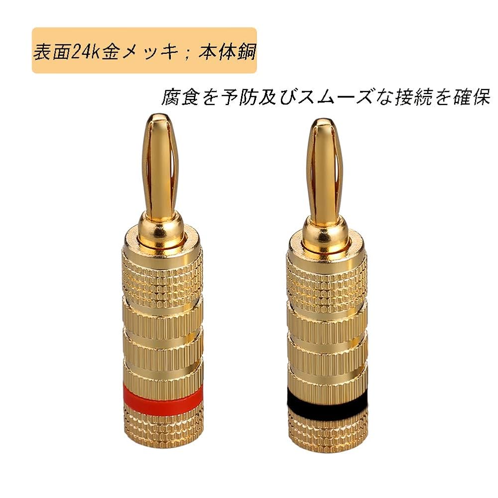 Amazon | EIGHTNOO 4個 バナナプラグ スピーカーケーブル