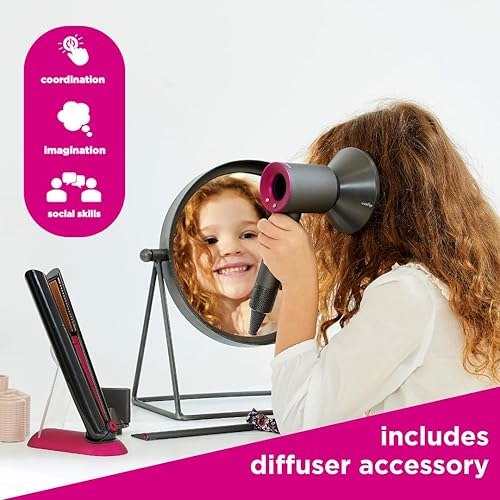 Miniatura 3 de Casdon Dyson Toys Supersonic & Corrale Deluxe Styling Set - Plancha de juguete y secador de pelo con función real - Cuenta con luces y sonidos