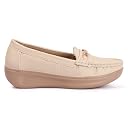 Vendoz Women’s Comfortable Loafers | Ultra Lightweight I Stylish Slip-On Casual Shoes with Metal Buckle | Everyday Mocassins Ballet I for Casual Office Formal Wear LF821CR-39 Cream gallery image