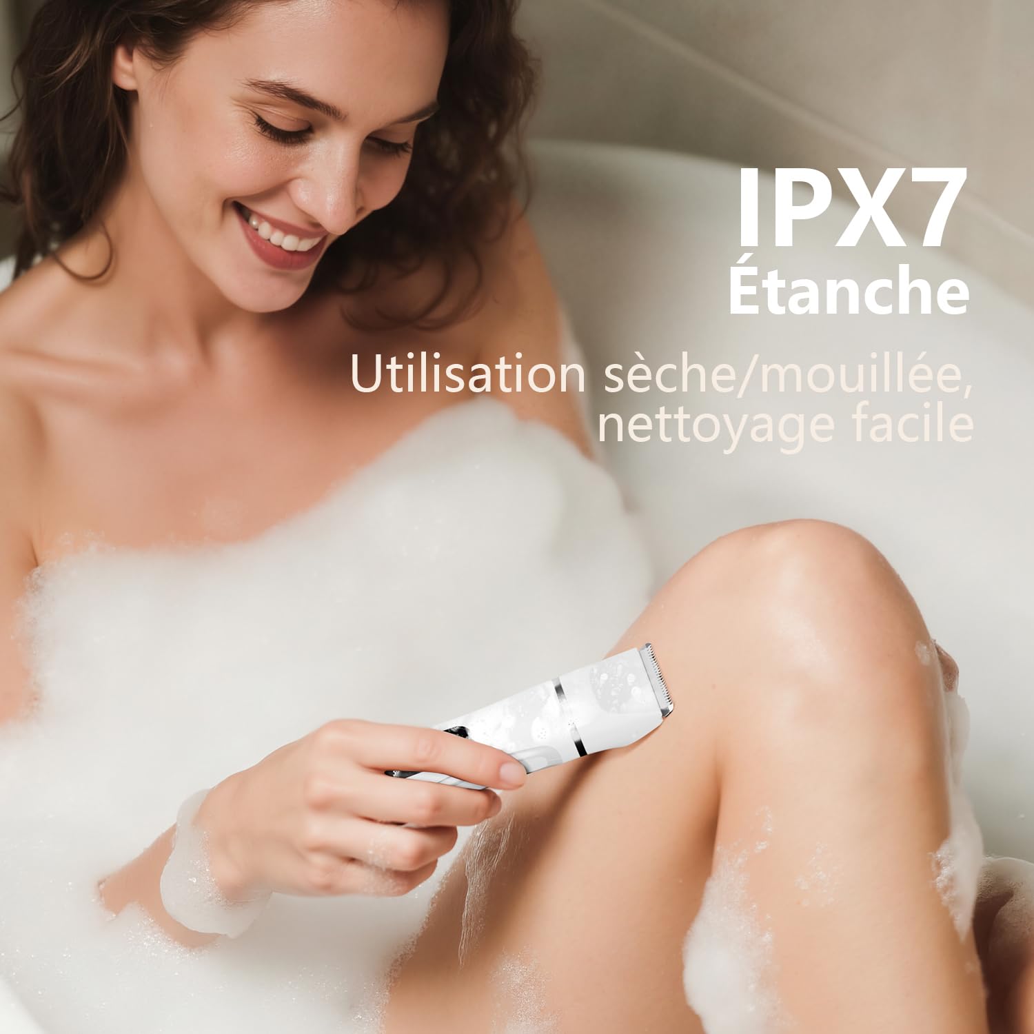 Rasoir Electrique Femme - Tondeuse Femme Intime Tout-En-Un (Visage, Jambes, Aisselles & Corps) Tondeuse Bikini Rasoir Maillot avec 4 Peines, Écran LED & USB-RechargeStation, Cadeaux Anniversaire