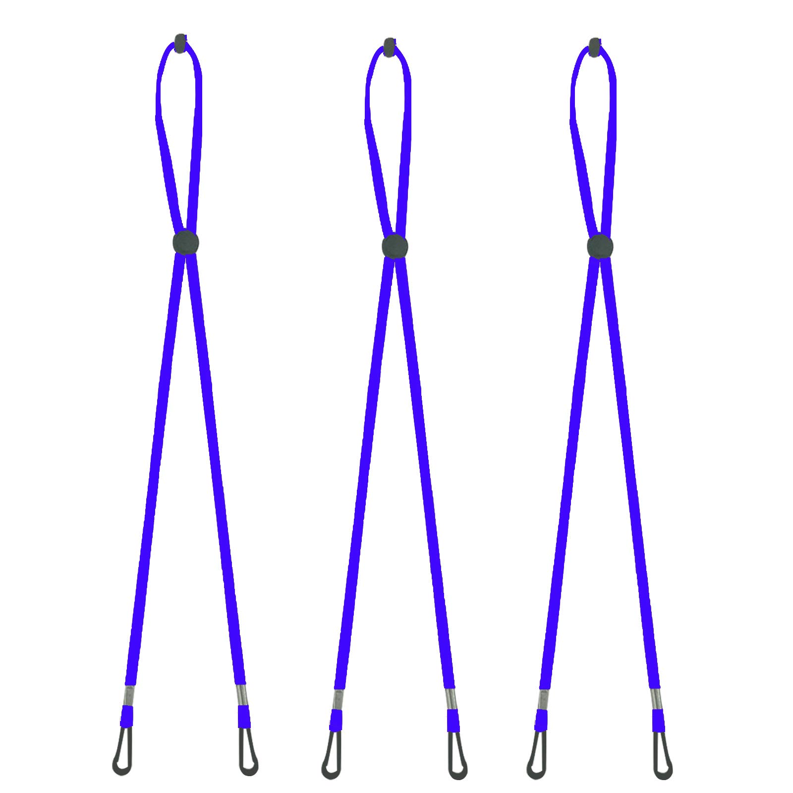 Face Mask Lanyard Handy Mask Holder Rest for Kids Women Men Senior Adults, Adjustable Length Ear Saver Elastic Strap Comfortable Around The Neck (3Pcs Royal Blue)