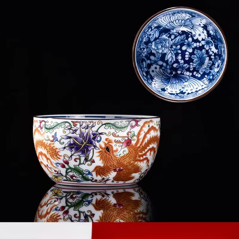 Teetassen-Set Becher Lustige Bürotassen Günstige Tassen Teetasse mit Deckel und Untertasse Teetassen-Set Teebecher Teetasse aus Keramik /320 (Color : Five blessings