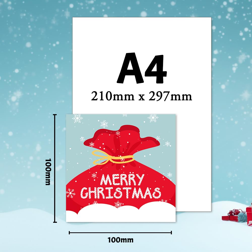 Papa Prints Class Christmas Cards Pack of 30 Mini Christmas Cards for Children (100 x 100 mm) Xmas Cards Multipack Santa Christmas Cards Pack with Envelopes - Image 4