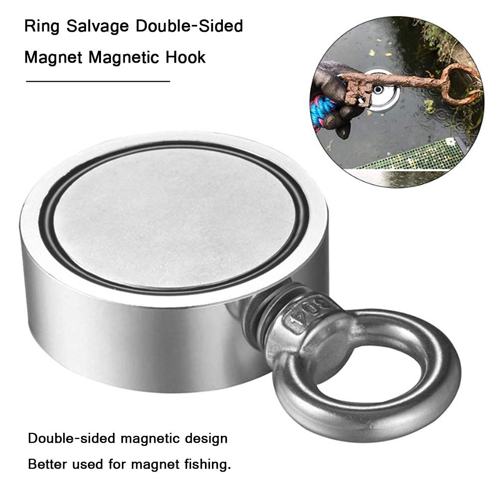 Dwustronne Wędkarstwo Z Magnesem Neodymowym, Okrągły Neodymowy Hak Magnetyczny Z Liną, Haki Magnetyczne Do Połowu Magnesów I Ratownictwa W Rzece, 60mm